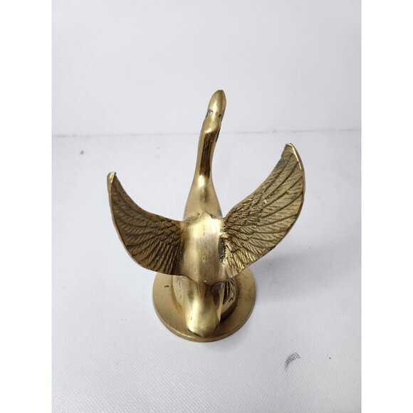 Vintage Brass Flying Open Wings Duck Figurine Bird Sculpture Mid Century Modern - Picture 3 of 8